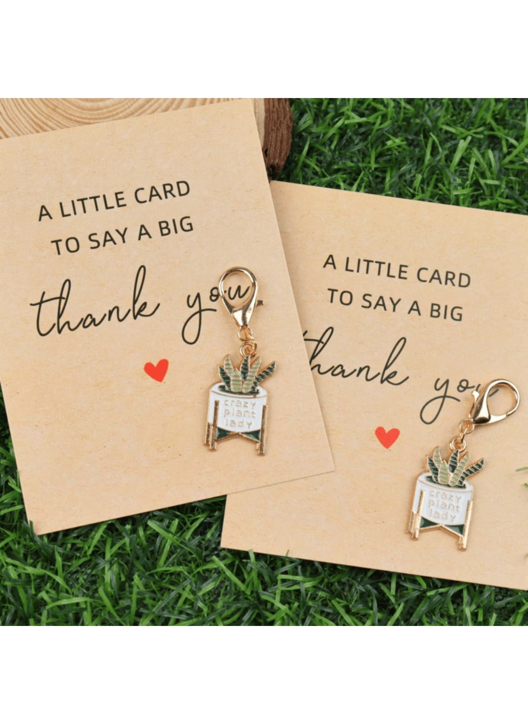 Taphug  - Alloy Thank You Card Cute Plant Keychain Pocket Hug