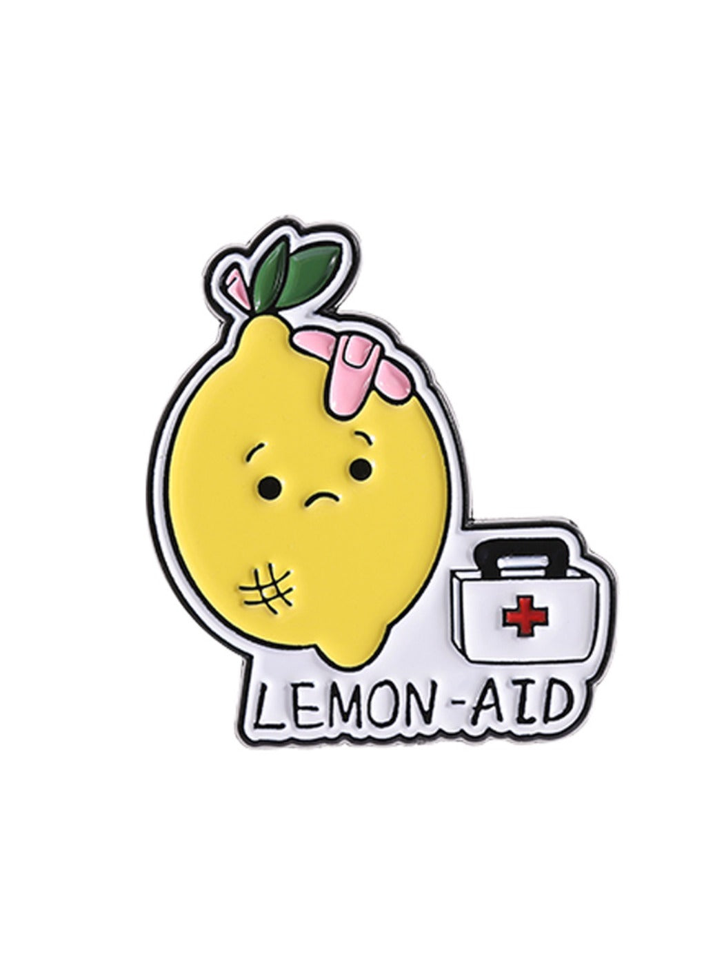 Pinori cute lemon brooch with alloy backing and secure pin clasp detail