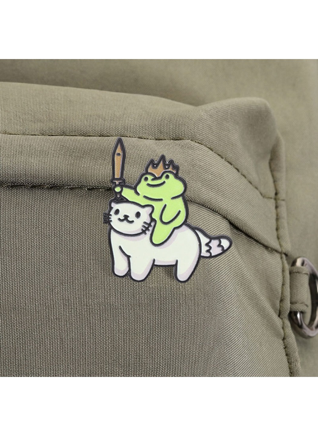 Pinori - Cute Cartoon Frog Knight Riding Cat Pin Brooch Badge