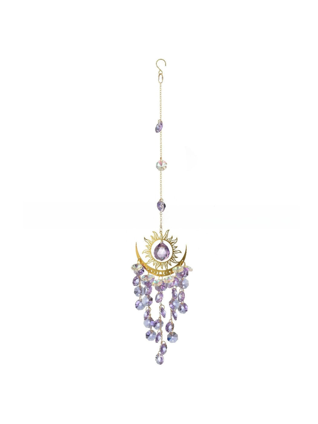 Full view of Somnira Sparkle Evil Eye Dream Catcher showing blue, silver beads and feathers