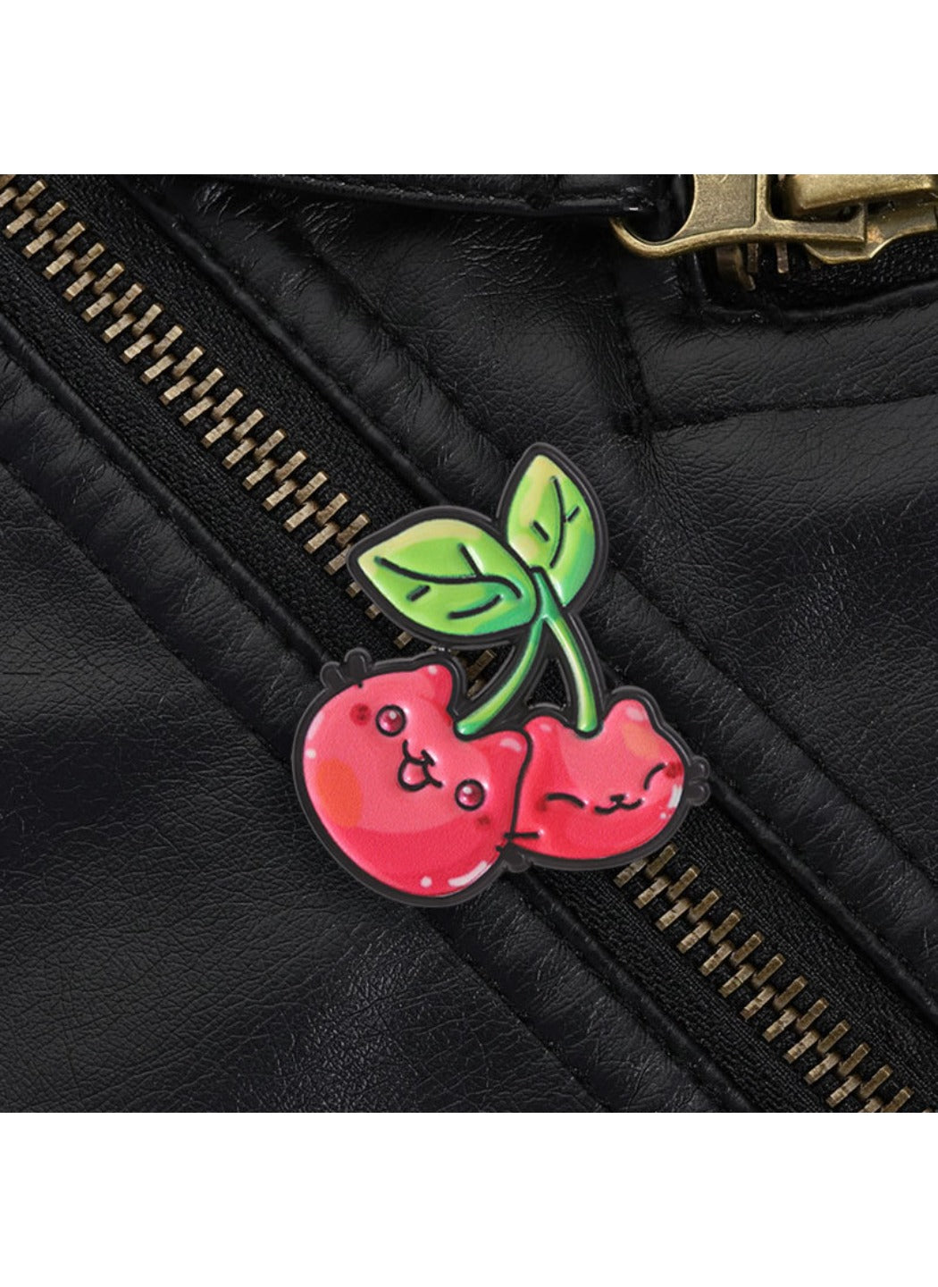 Pinori - Cute Cartoon Cherry Fruit & Kitten Pin Brooch Badge