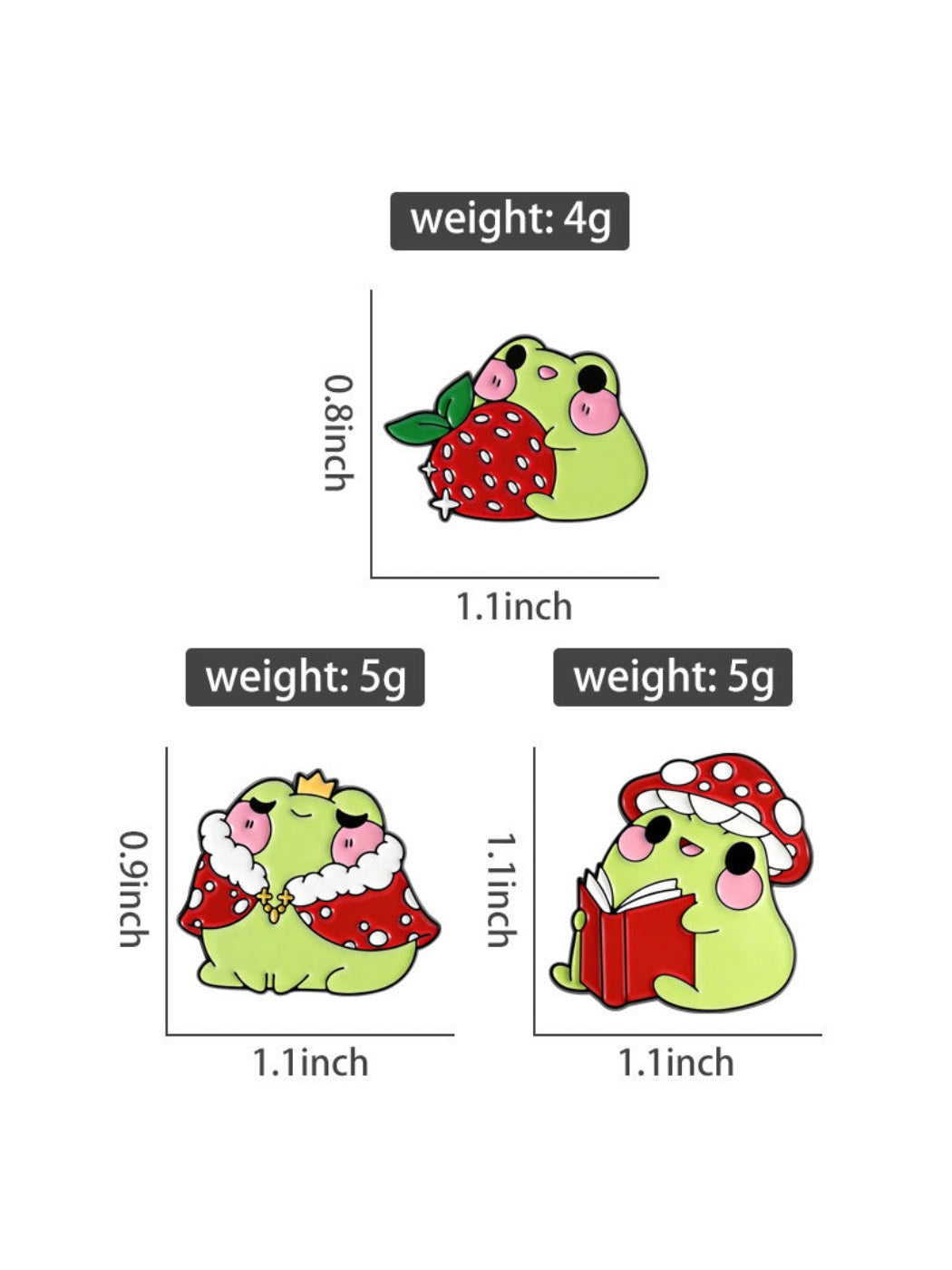 Pinori - Cute Strawberry Frog Brooch