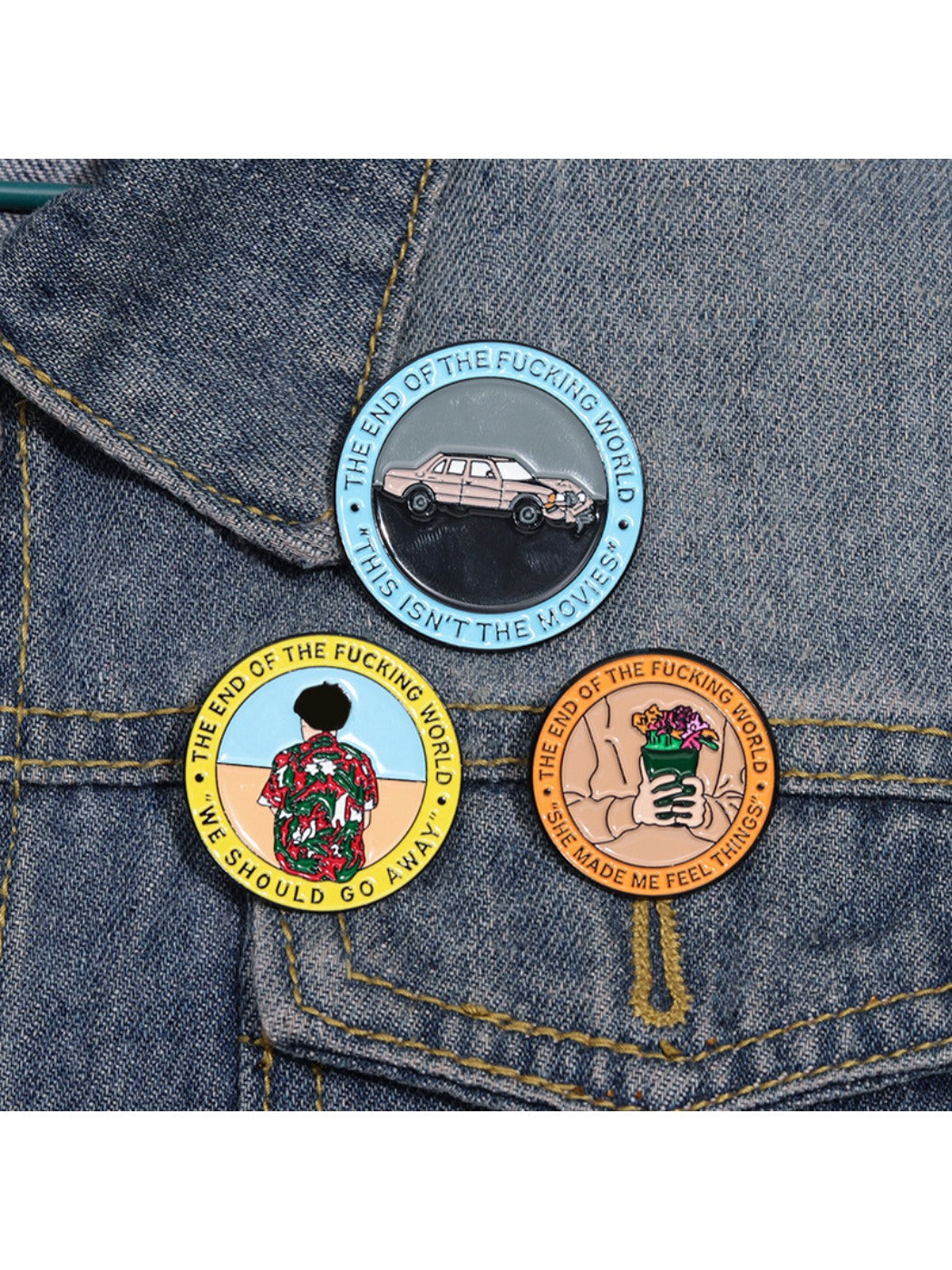 Pinori lapel pin displayed on black fabric to show size and detail