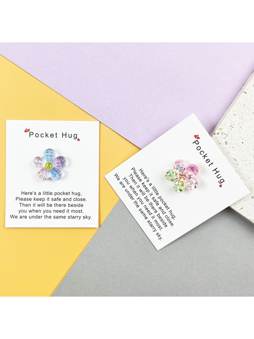 Taphug - Pocket Hug Gradient Flowers pocket hug card and keepsake token view 3
