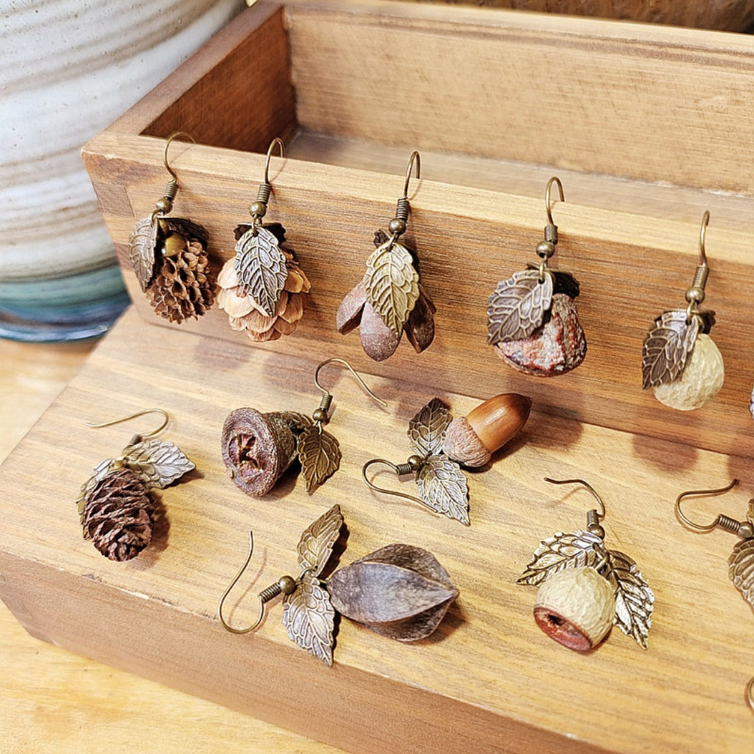 Handcrafted Vintage Natural Nut Earrings