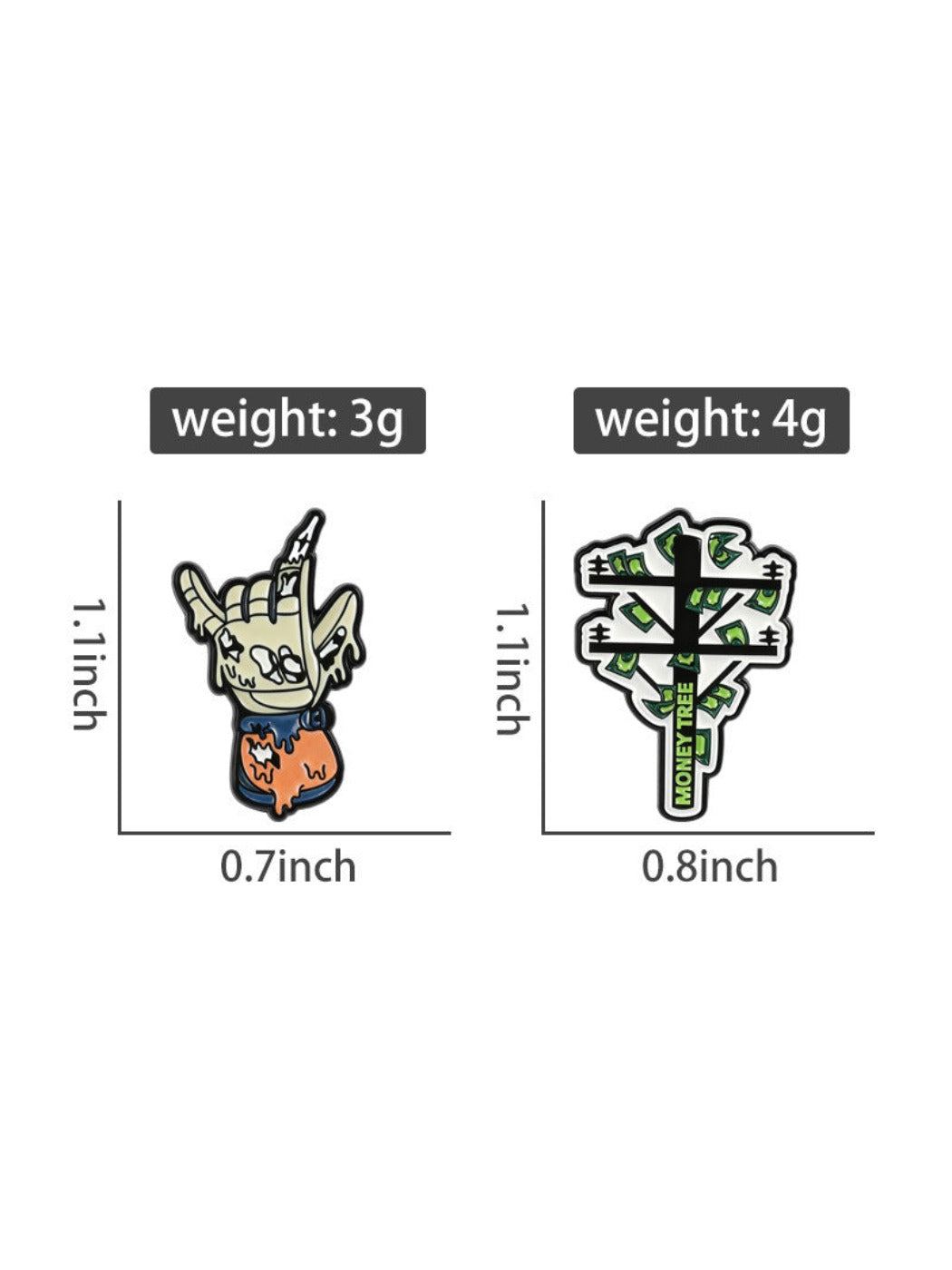Side angle of Pinori Scary Scarecrow Dollar Bill Brooch displaying its shape and texture