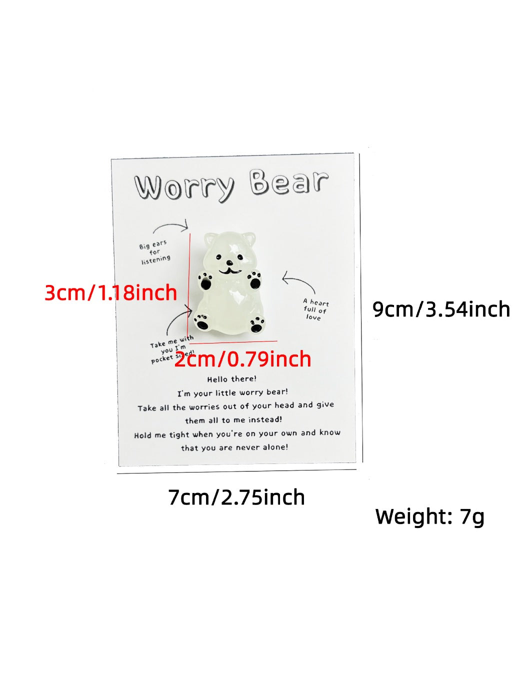 Taphug - Pocket Hug Worry Bear Comfort Card pocket hug card and keepsake token view 5