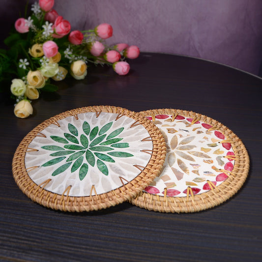 Thimara - Mosaic Style Floral Pattern Round Coaster