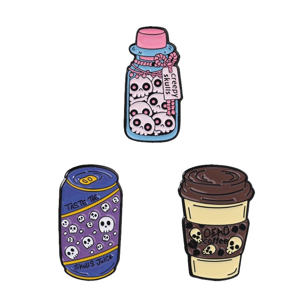 Pinori - Skull Drink Cartoon Enamel Pin