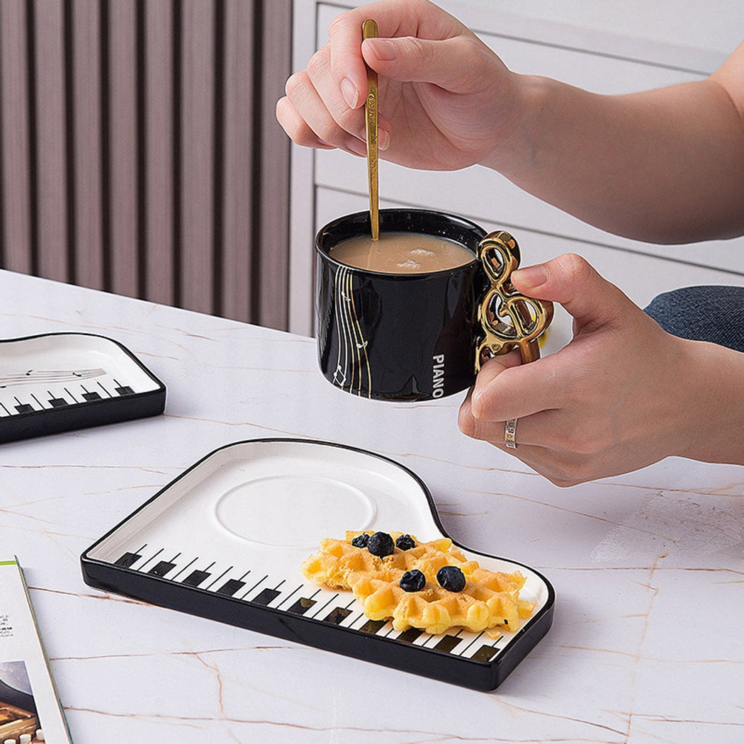 Mivora - Piano Theme Coffee Cup and Saucer Set