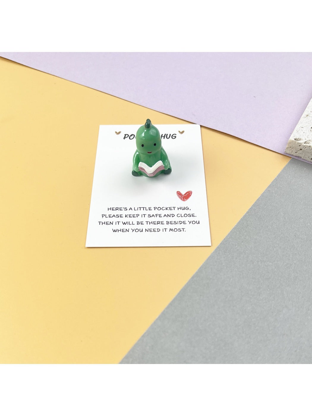 Taphug - Pocket Hug Green Dinosaur pocket hug card and keepsake token view 4
