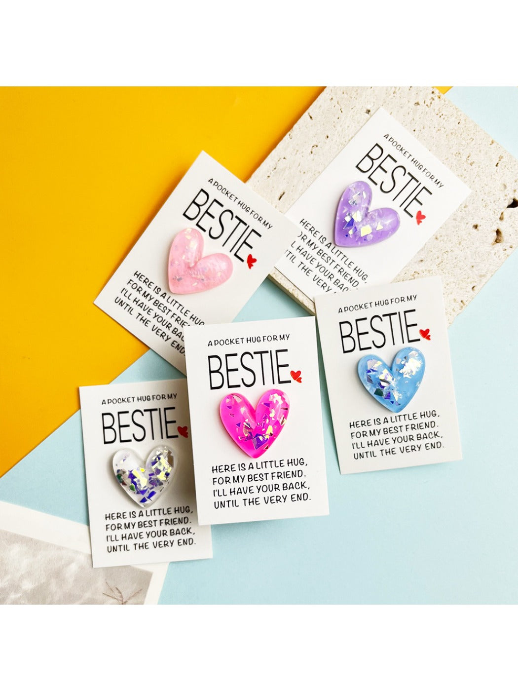 Taphug - Pocket Hug Glitter Heart Gift for Best Friends