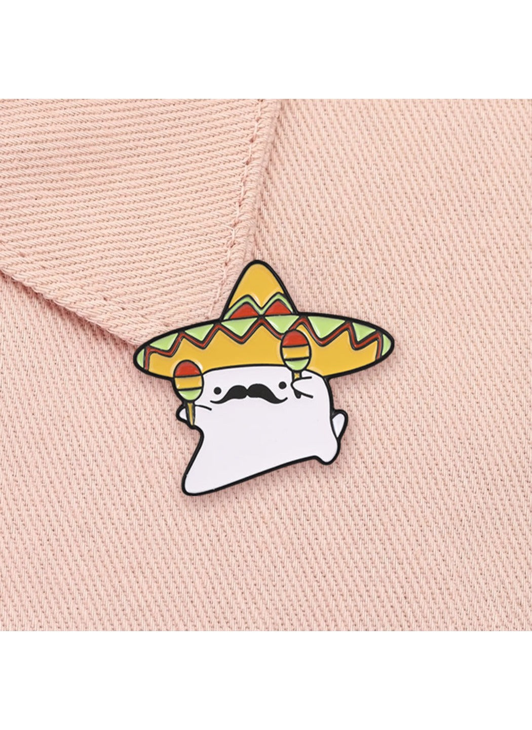 Pinori - Straw Hat Brooch Badge, Cute Cartoon Ghost Pin