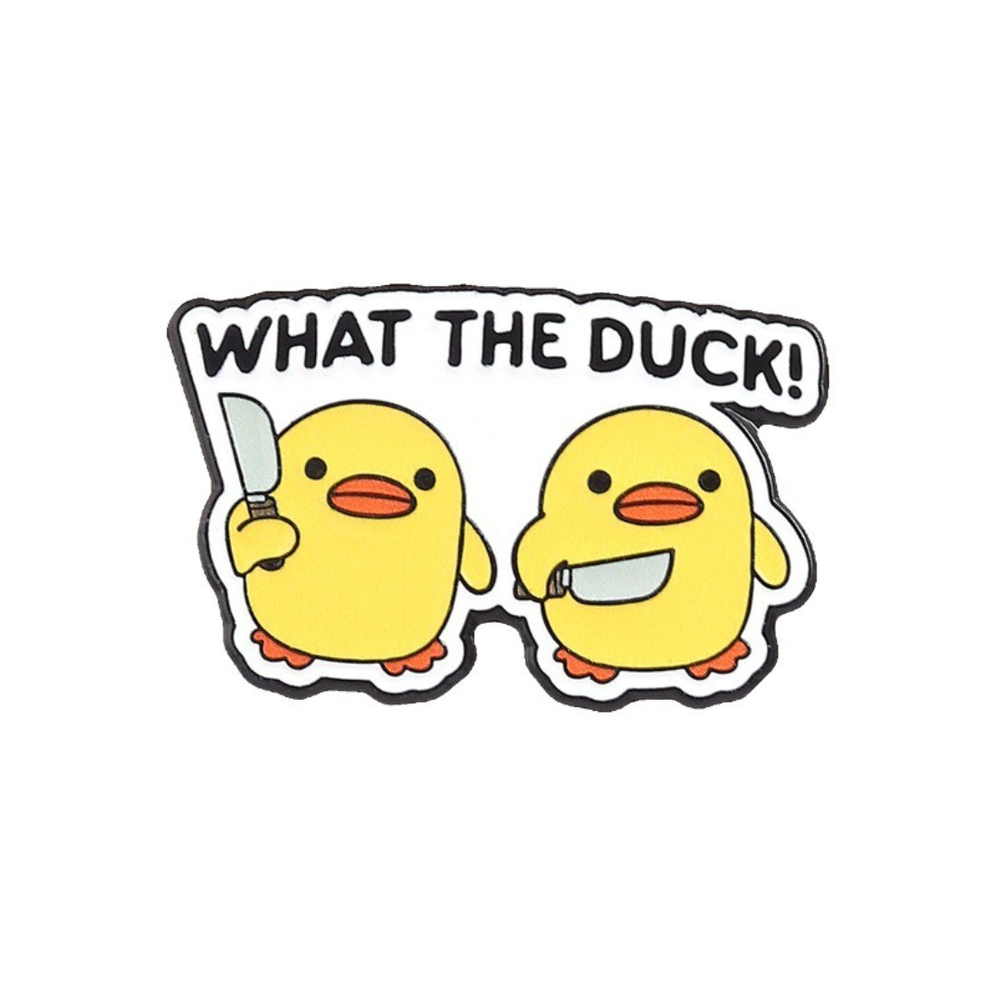 Pinori duck enamel pin with a butterfly clutch pin back visible