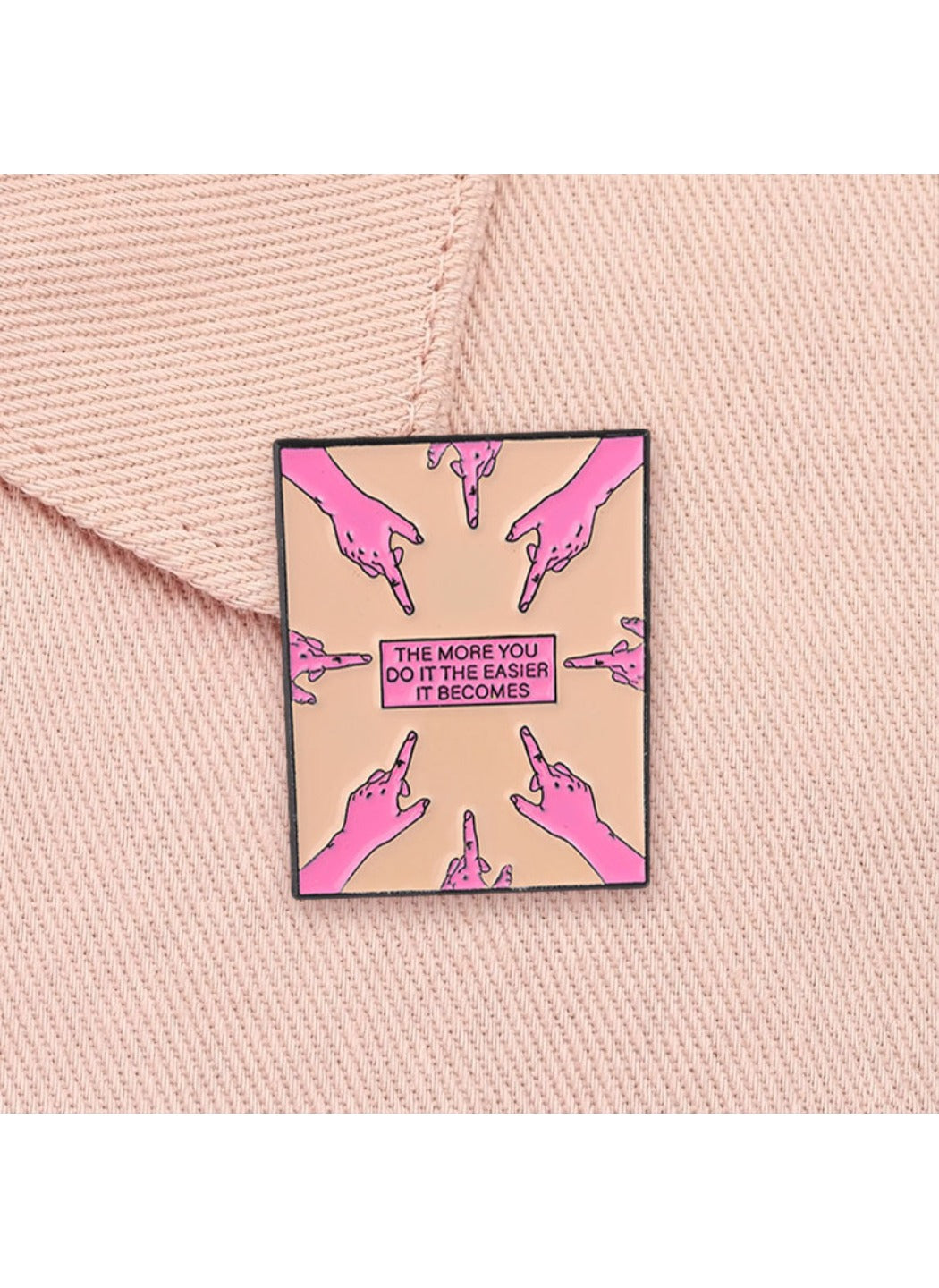 Pinori - Pink Brooch Badge, Cute Cartoon Pink Gesture Pin