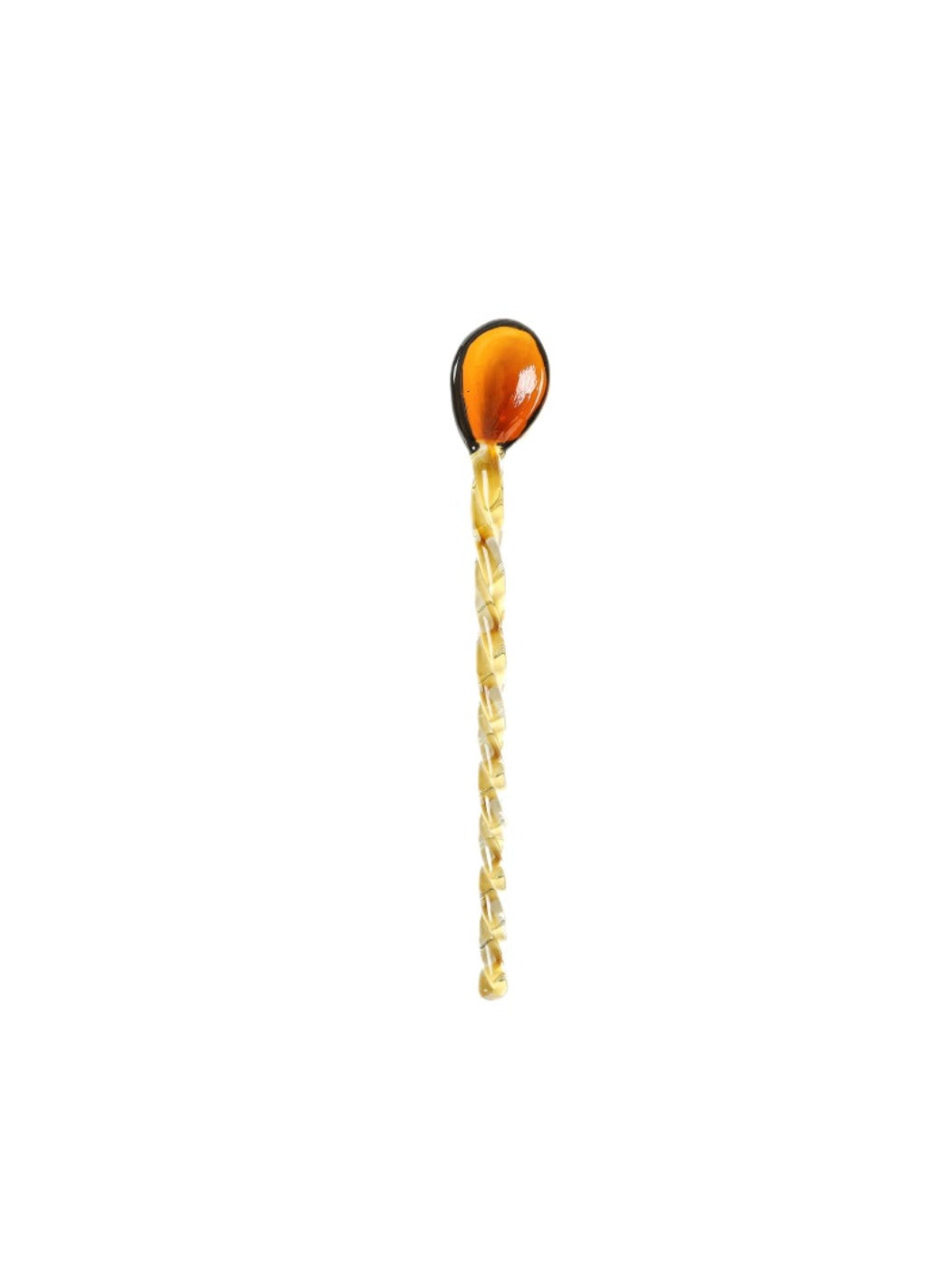 Thimara colorful transparent glass spoon with a smooth finish on a neutral surface