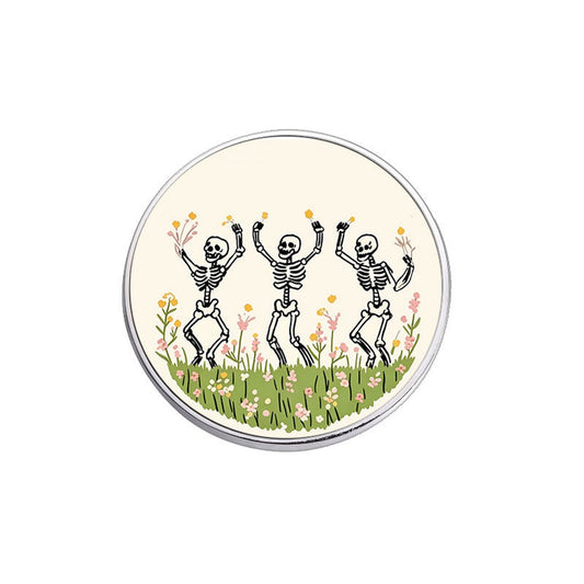 Pinori - Playful Dancing Skeleton Round Pin