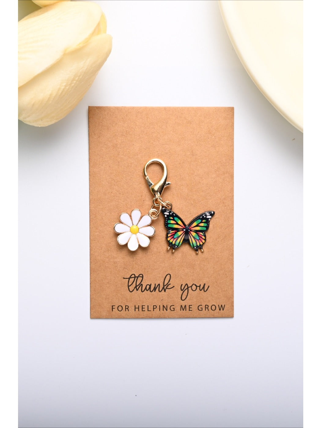 Taphug - Colorful Thank You Enamel Butterfly Daisy Keychain