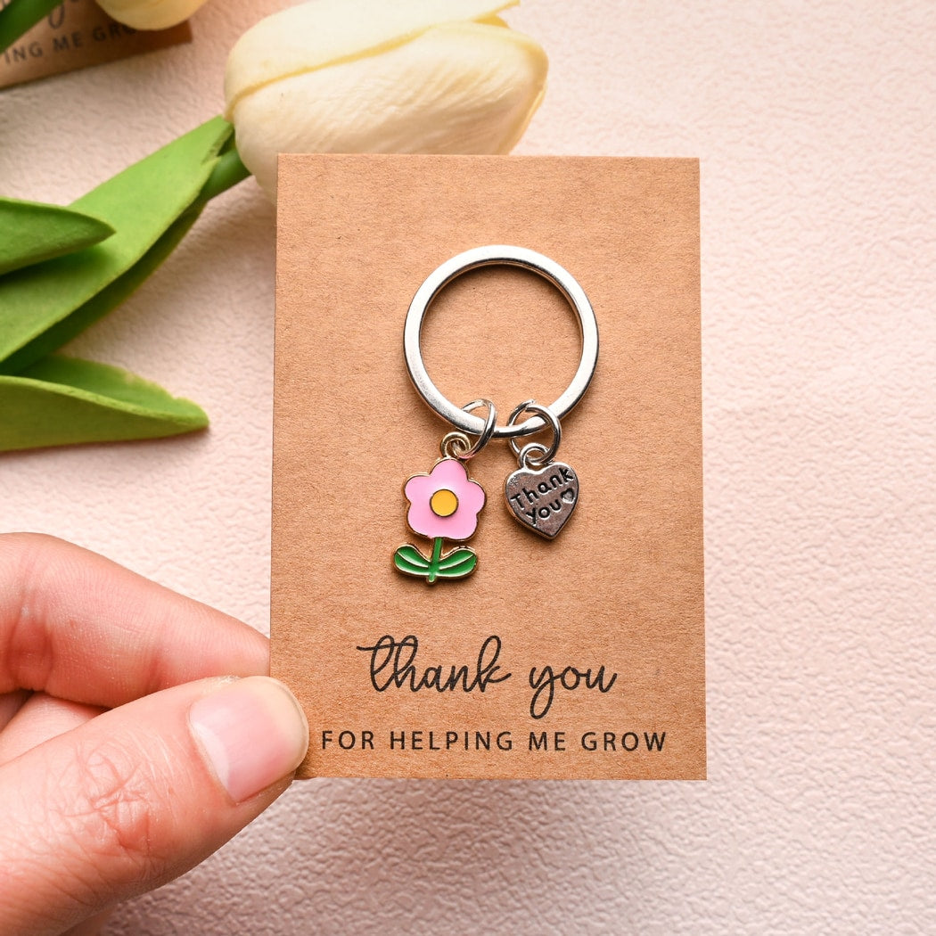 Taphug - Pocket Hug Heart Pendant Flower Keychain
