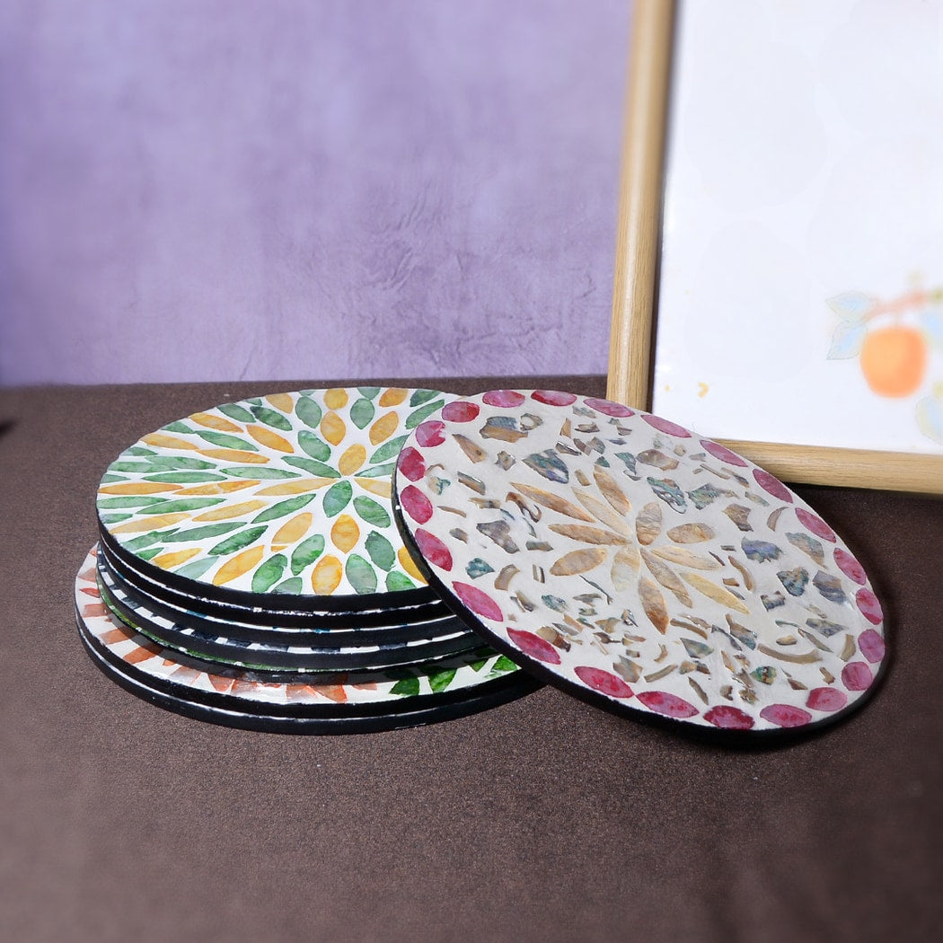 Thimara - Round Floral Pattern Tabletop Coaster