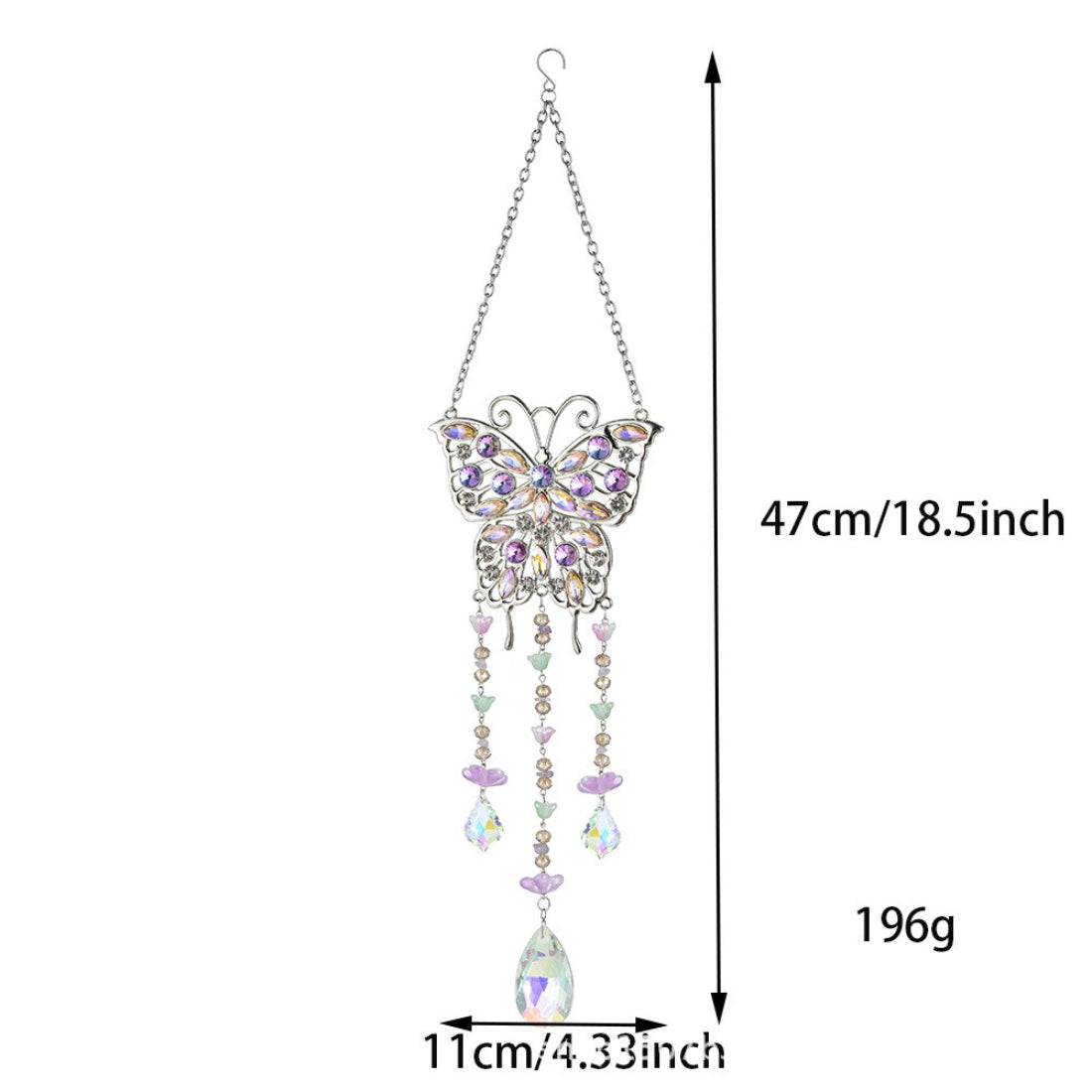 Somnira butterfly suncatcher displayed outdoors hanging from a tree branch