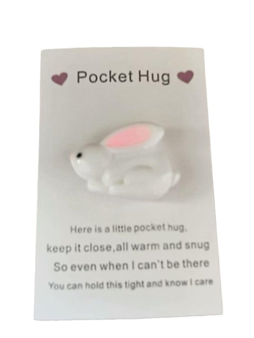 Taphug - Pocket Hug White Rabbit pocket hug card and keepsake token view 2