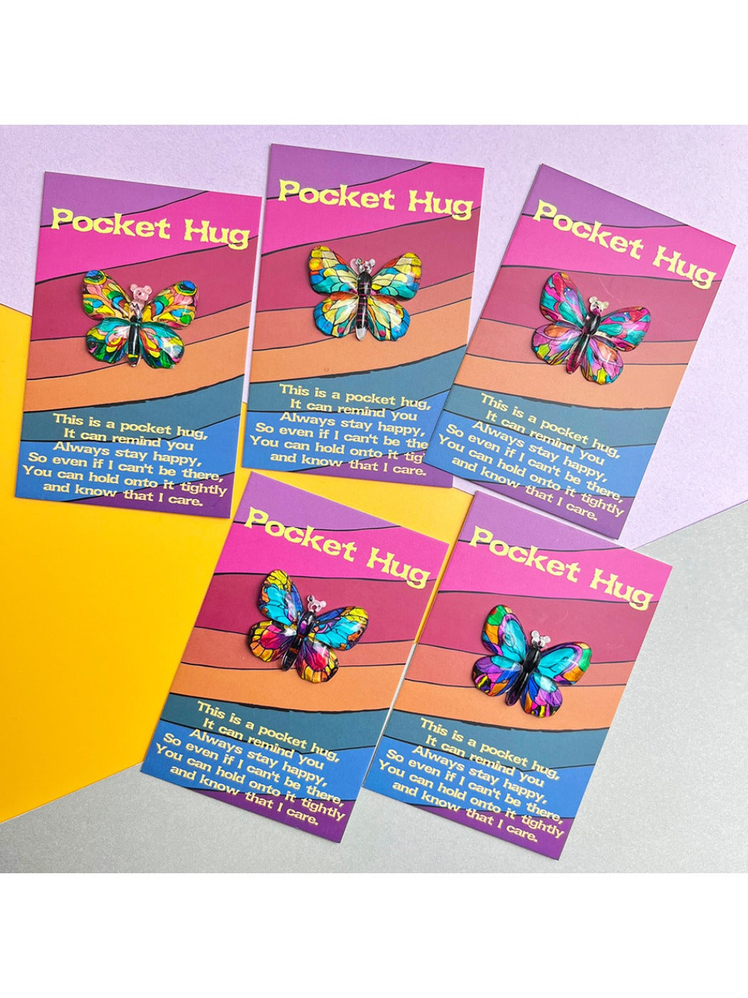Taphug - Pocket Hug Painted Resin Butterfly pocket hug card and keepsake token view 4