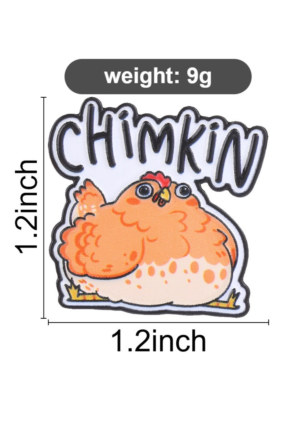 Pinori - Cute Cartoon Chubby Chicken with Fun Letters Pin Brooch Badge