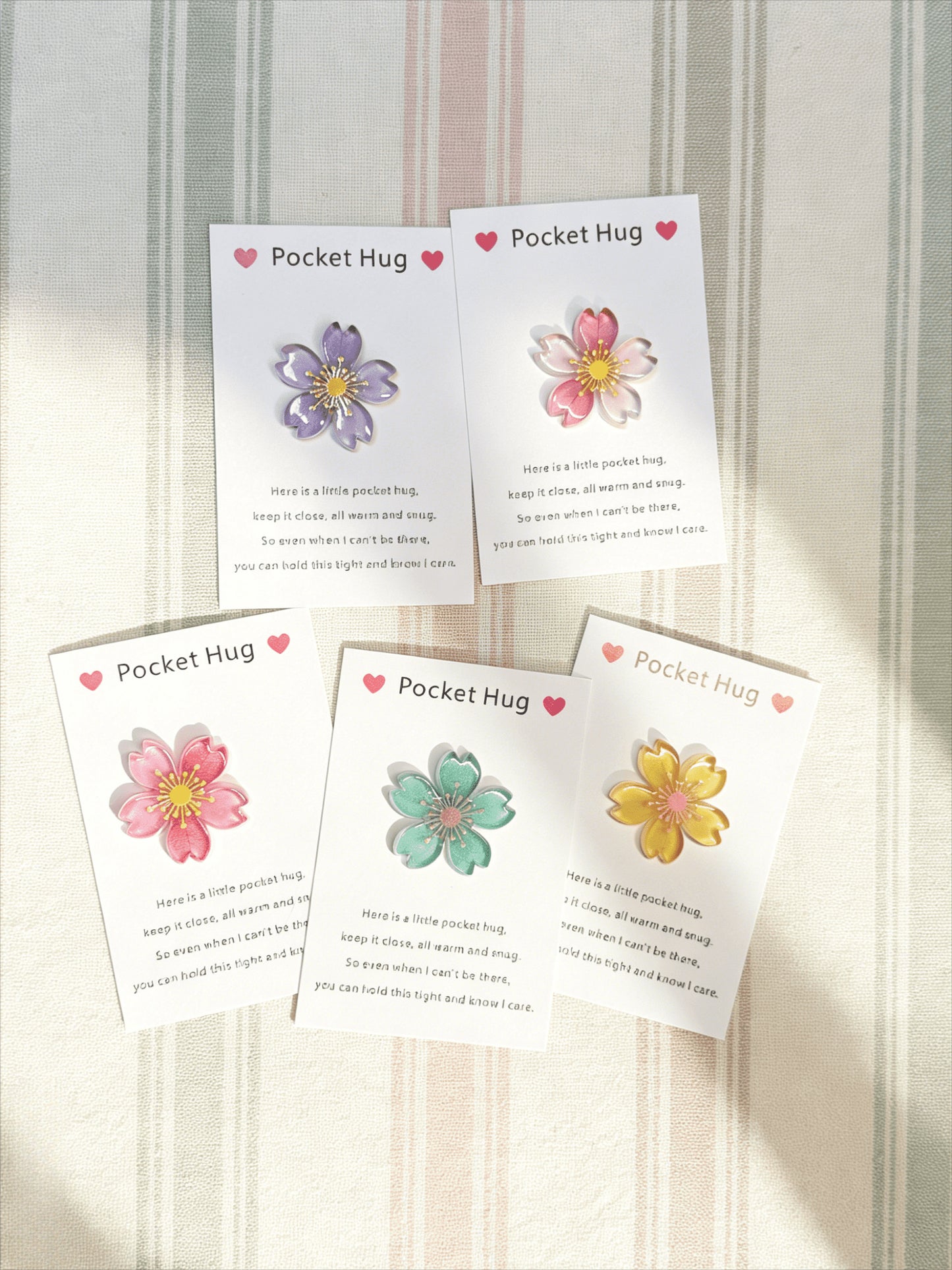Taphug - Pocket Hug Sakura Flower pocket hug card and keepsake token