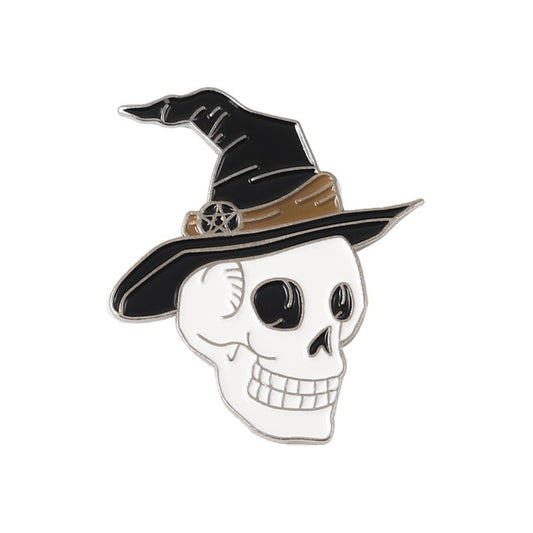 Halloween Witch Hat Skull Alloy Pin