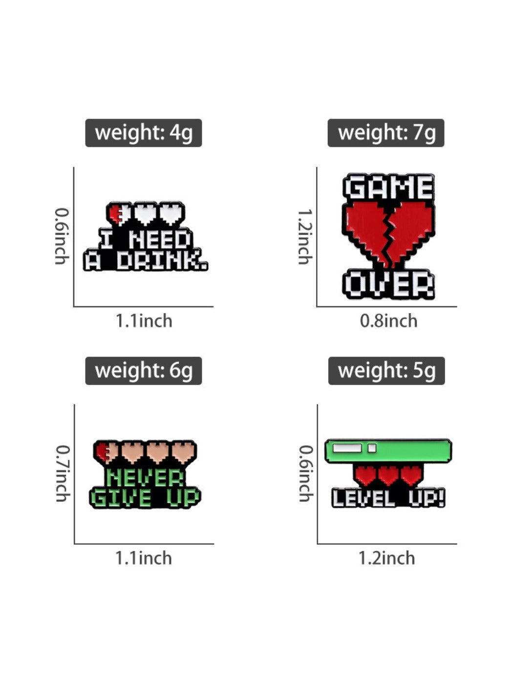 Pinori - Heart Shaped Game Life Bar Brooch