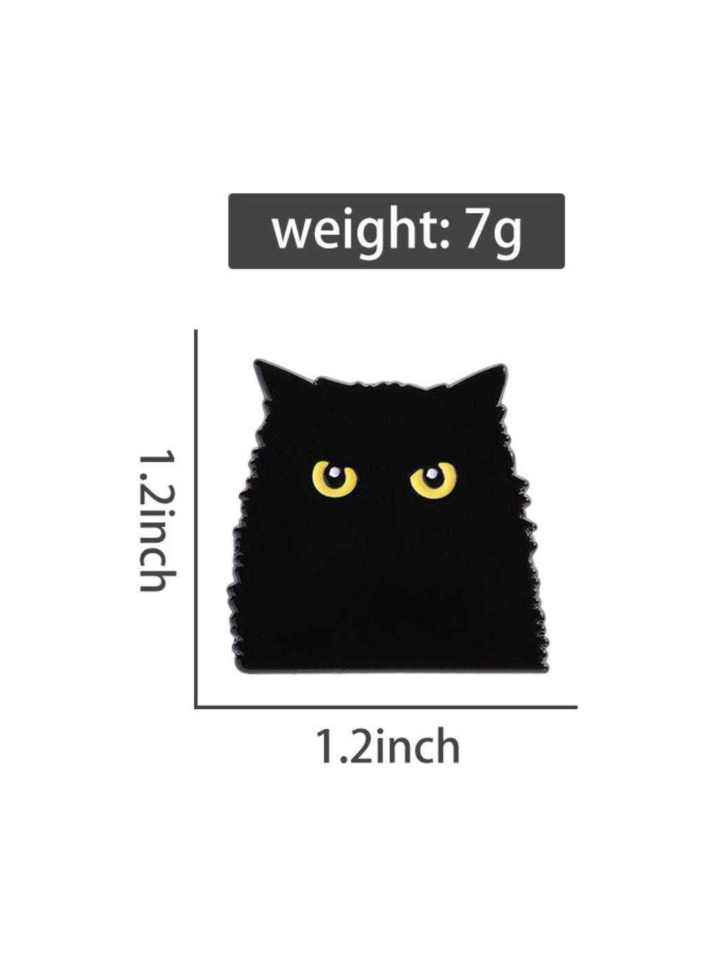 Black cat shadow brooch displayed with other gothic accessories
