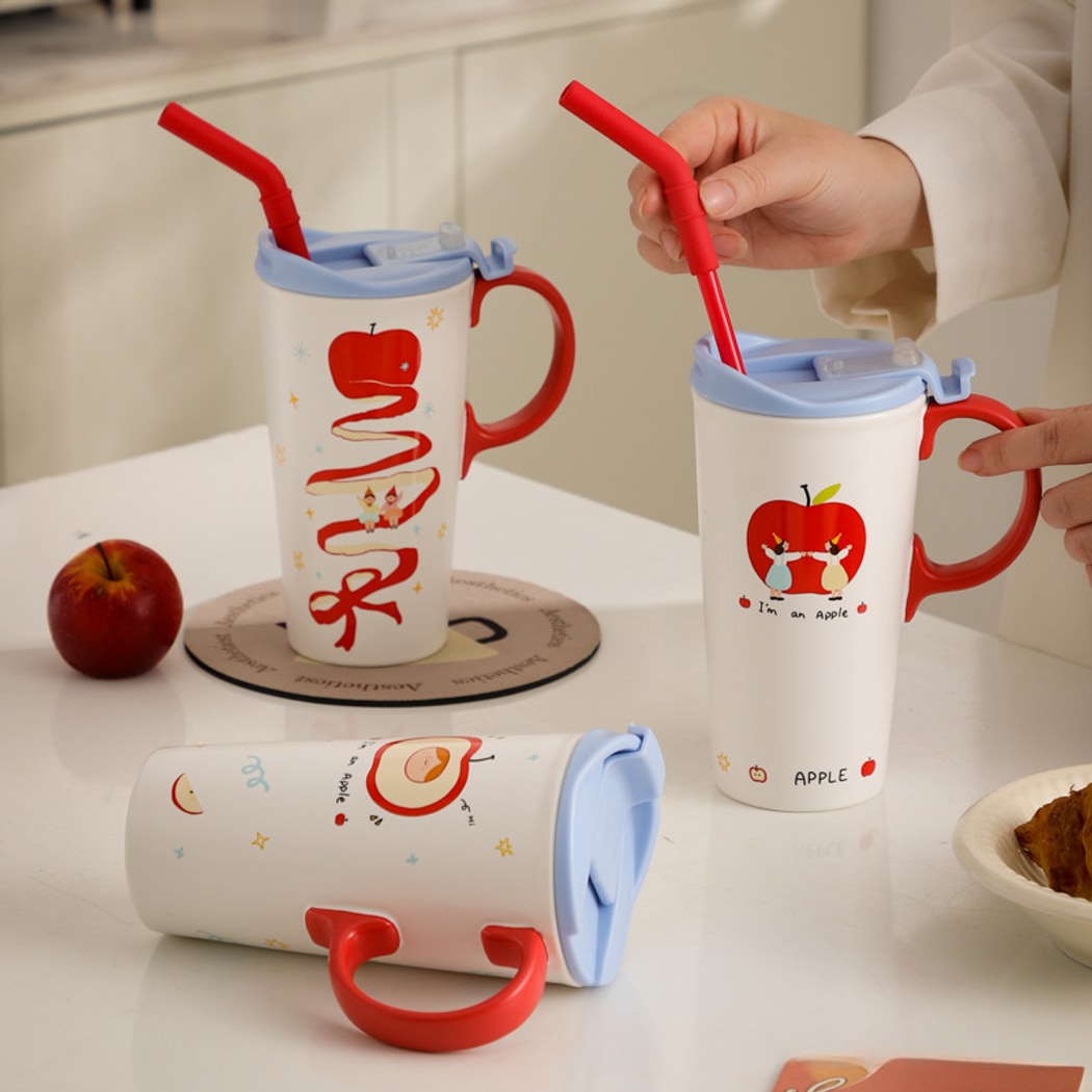 Mivora - Cartoon Apple and Girls Pattern Mug