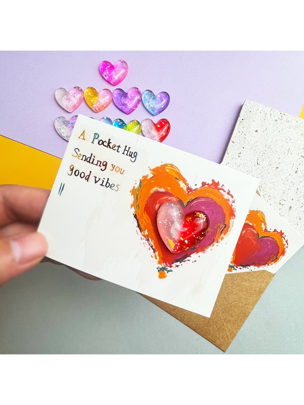 Taphug - Pocket Hug Gradient Glitter Heart pocket hug card and keepsake token view 3