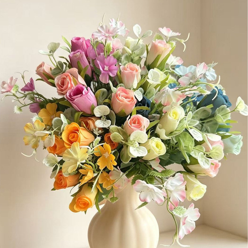 Roselle - Rustic Decorative Artificial Rose Bouquet