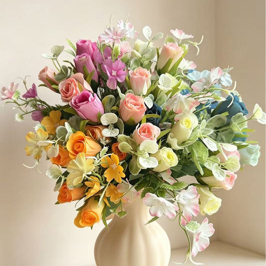 Roselle - Rustic Decorative Artificial Rose Bouquet