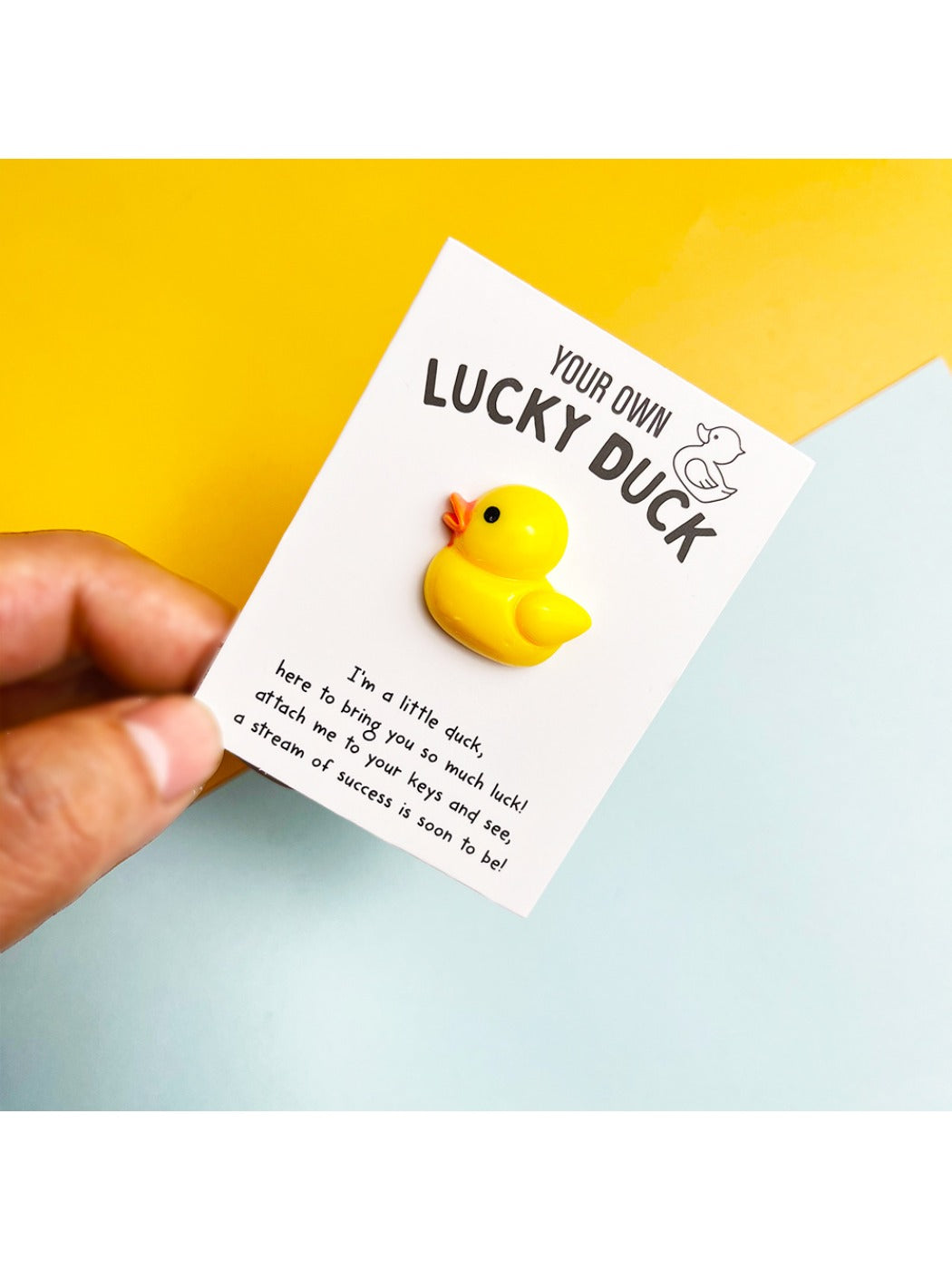 Open Taphug DIY Duck Pocket Hug Card showing inner message and duck design
