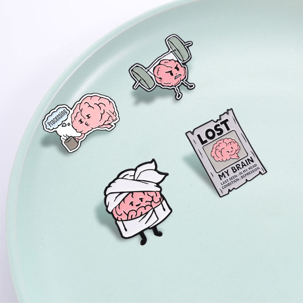Pinori - Funny Brain Motif Enamel Pin