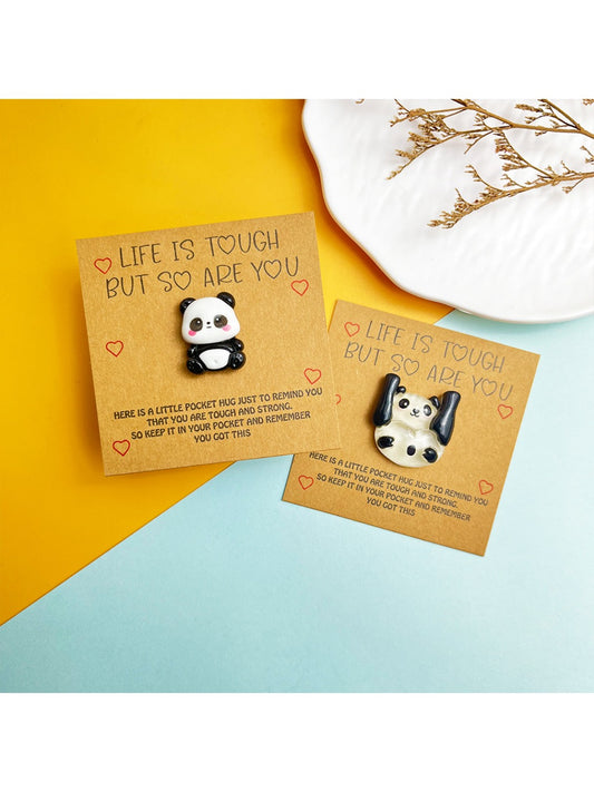 Taphug DIY card featuring a cute panda holding a pocket hug illustration