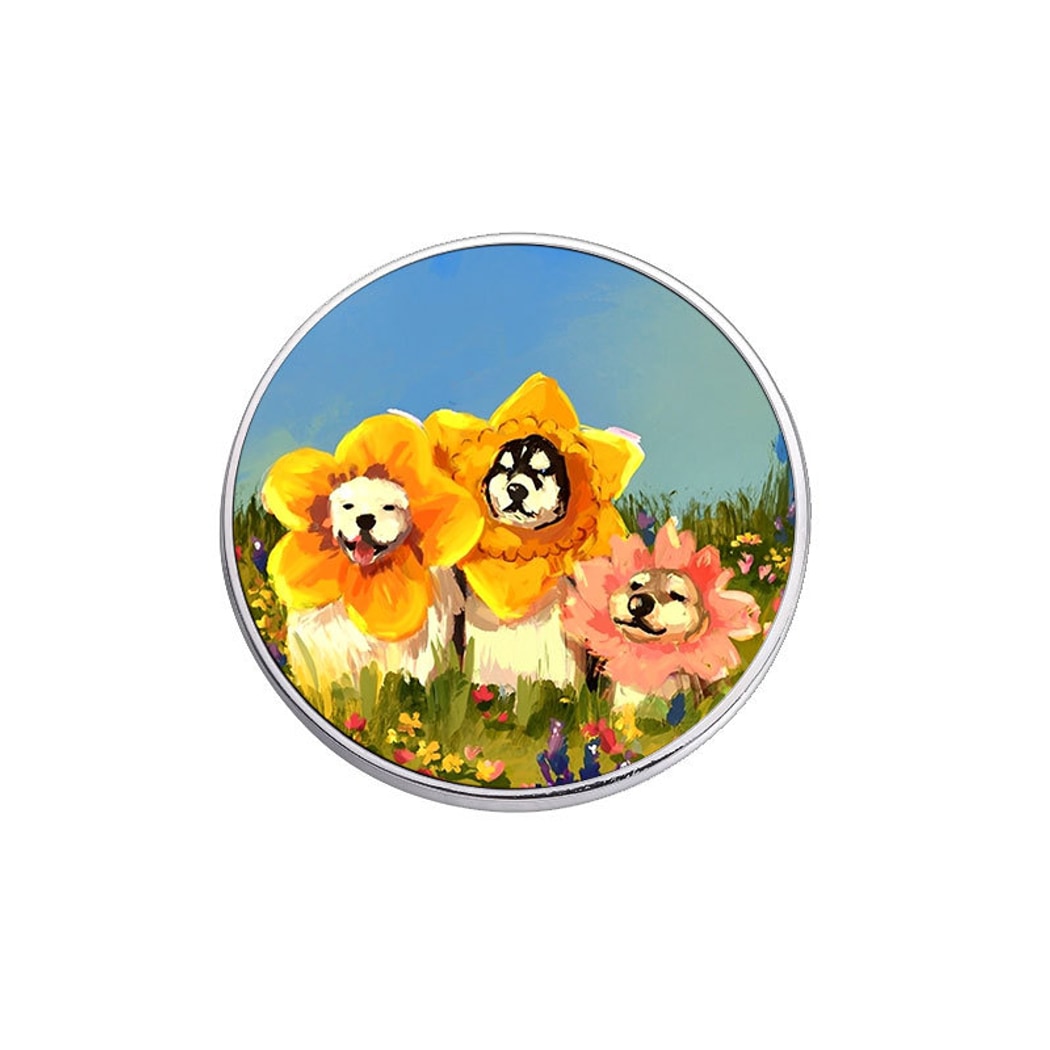 Pinori - Playful Floral Dog Portrait Fashion Brooch