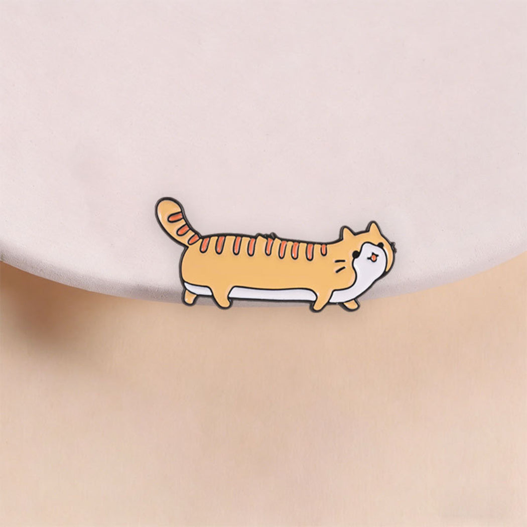 Pinori Long Orange Cat Enamel Pin