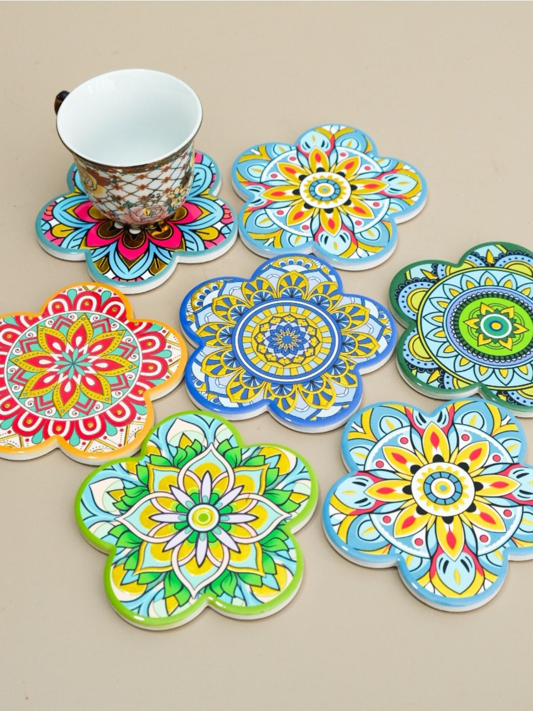 Thimara - Ethnic Style Plum Blossom Coaster Non Slip Heat Resistant