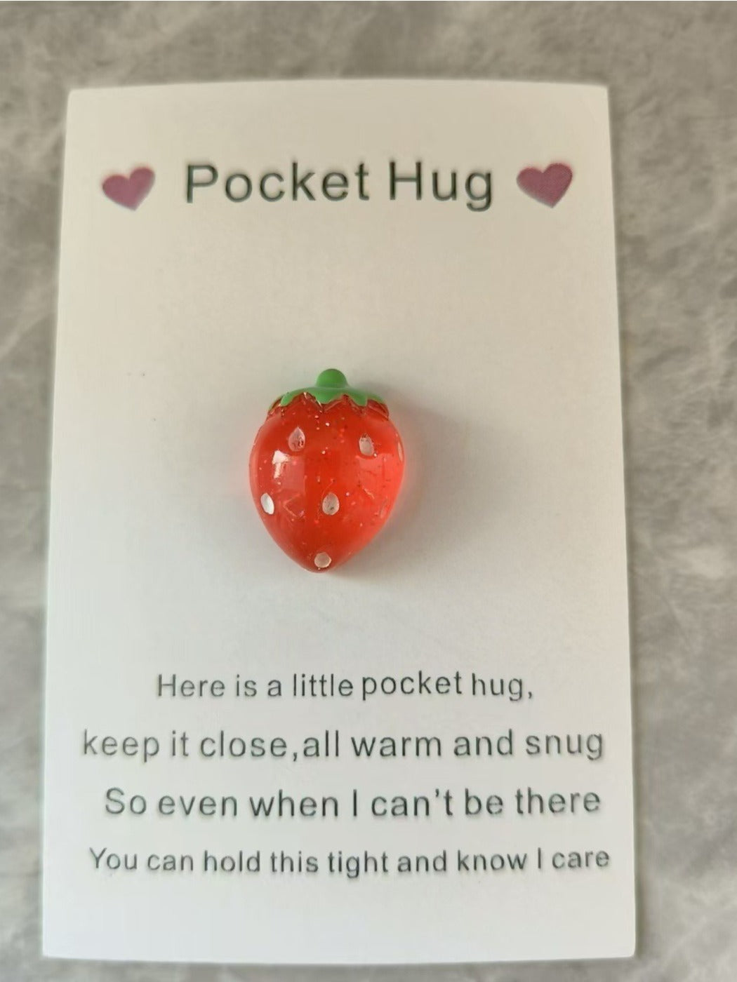 Taphug - Pocket Hug Romantic Strawberry pocket hug card and keepsake token view 2
