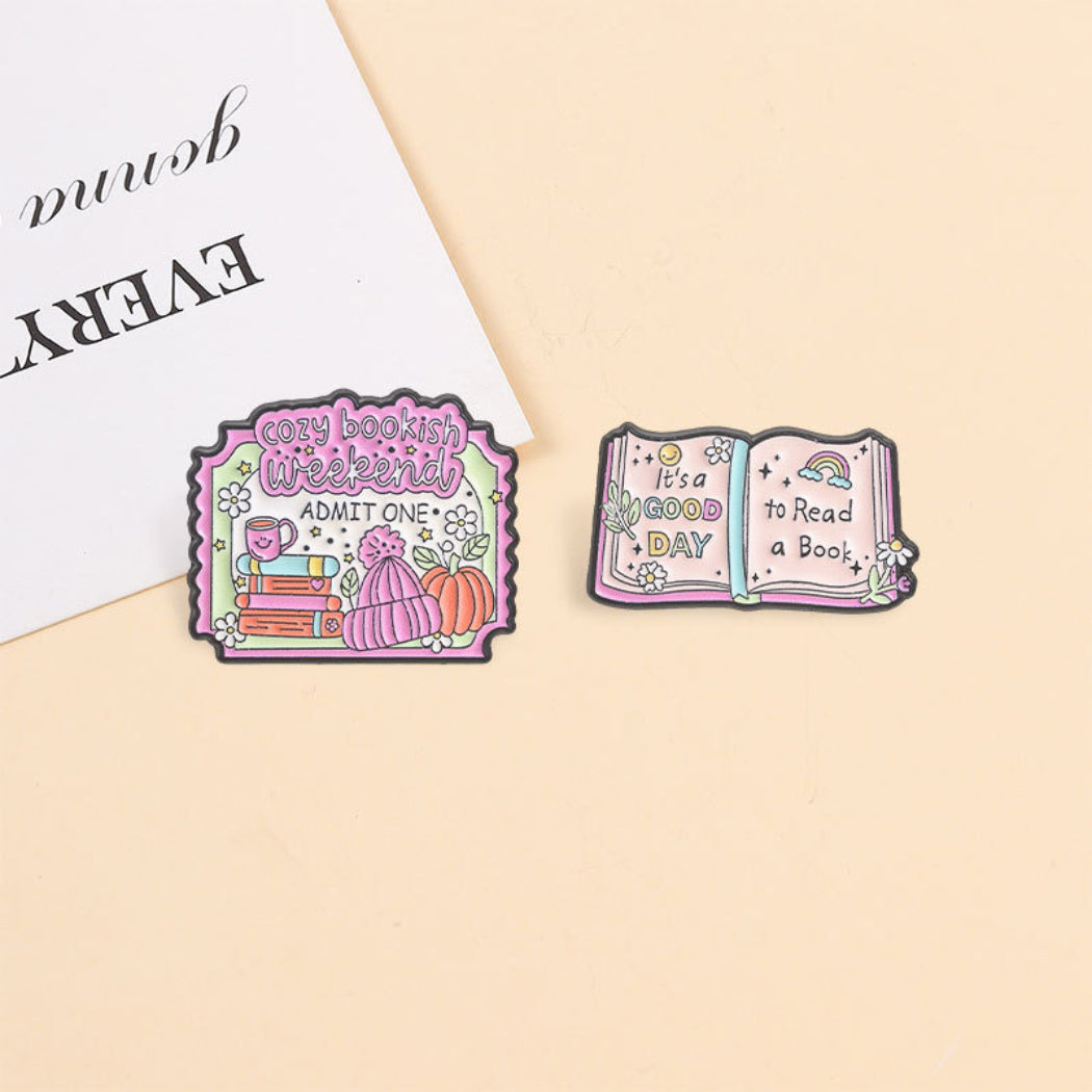 Pinori Cozy Book Lover Enamel Pin Set