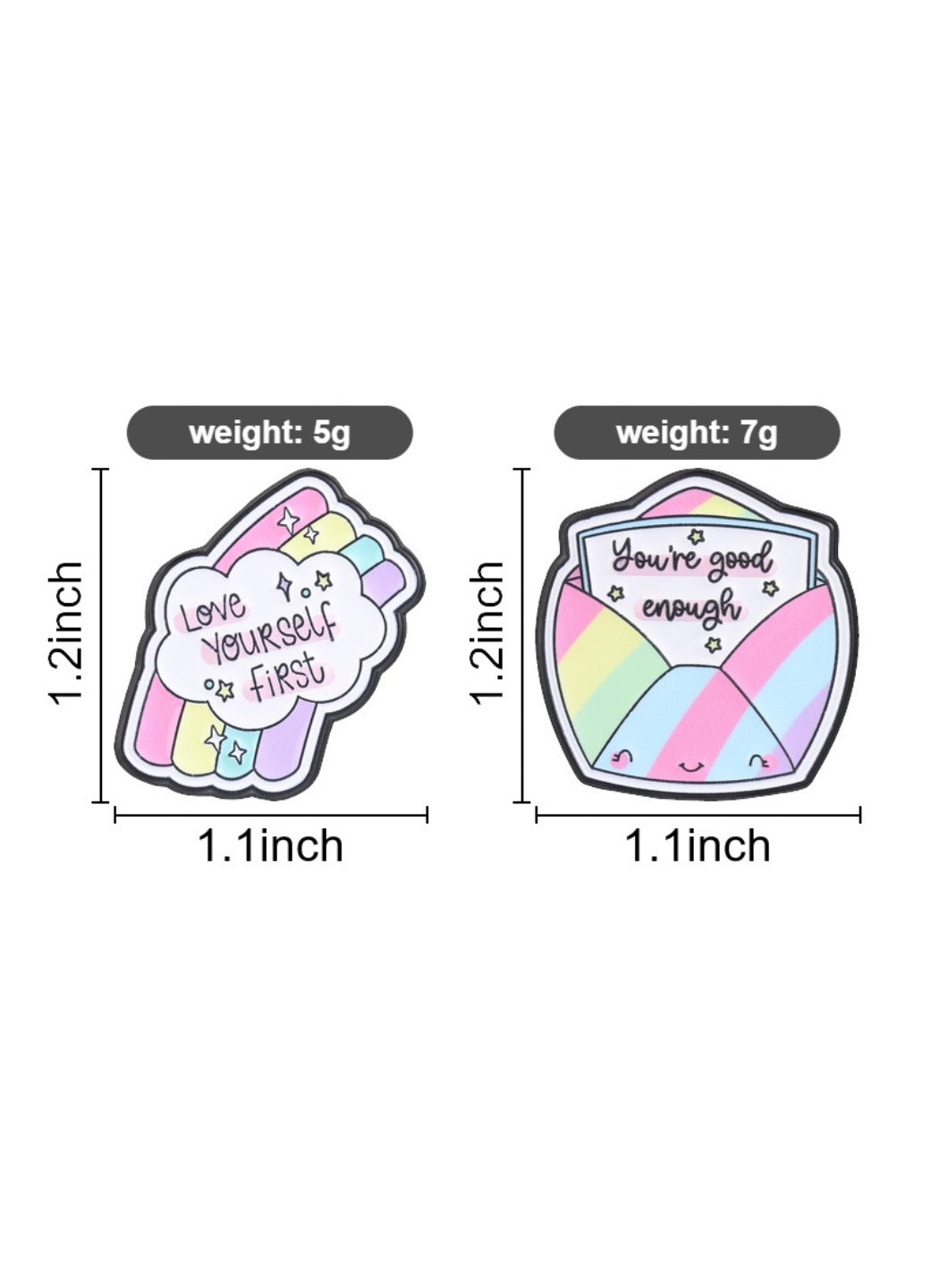 Pinori - Cute Cartoon Rainbow Envelope & Cloud Pin Brooch Badge