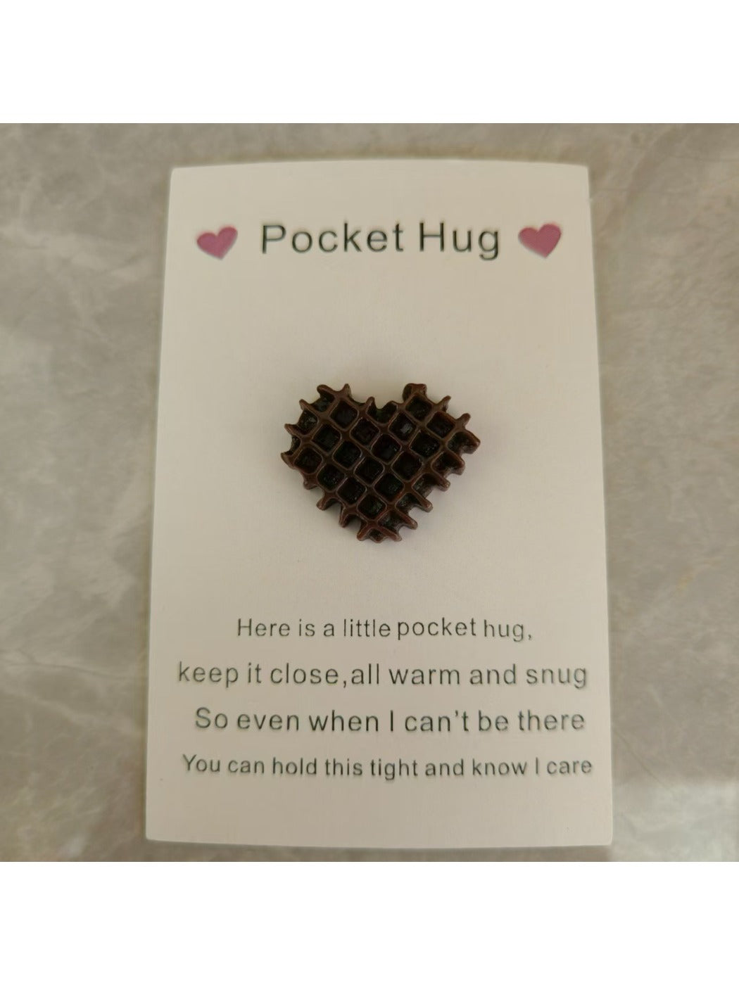 Taphug - Pocket Hug Unique Wafer Heart pocket hug card and keepsake token view 3