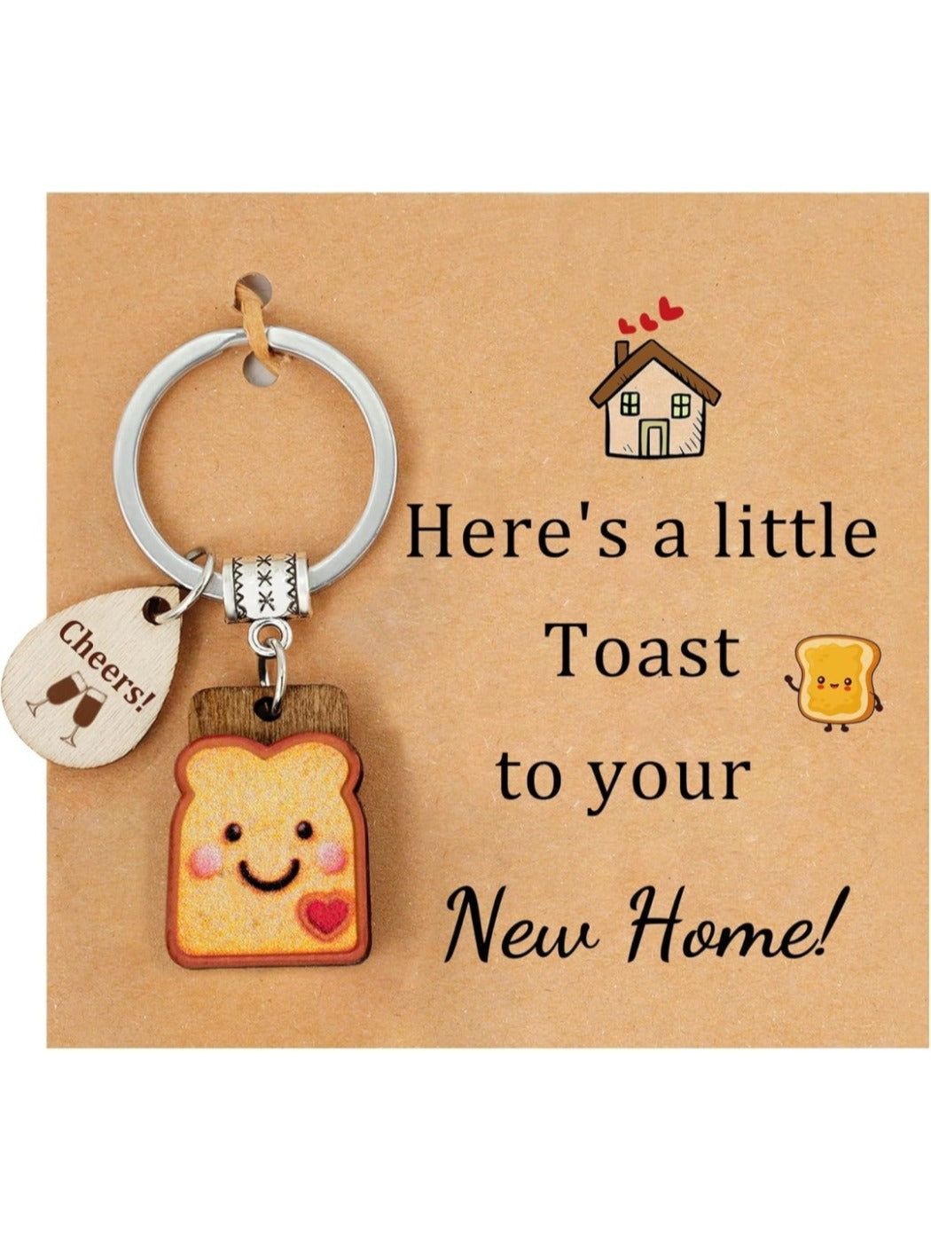 Taphug cute bread cartoon keychain shown from a side angle