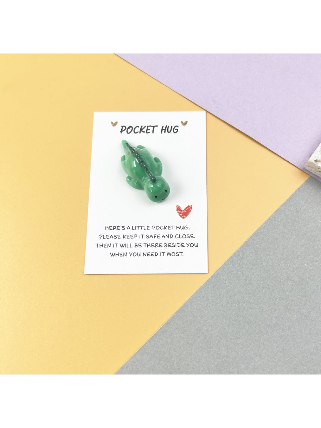 Taphug - Pocket Hug Green Dinosaur pocket hug card and keepsake token view 8