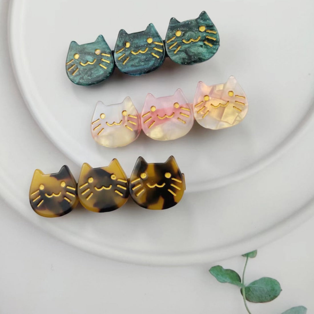 Cico - Three Cat Head Acetate Hair Clips