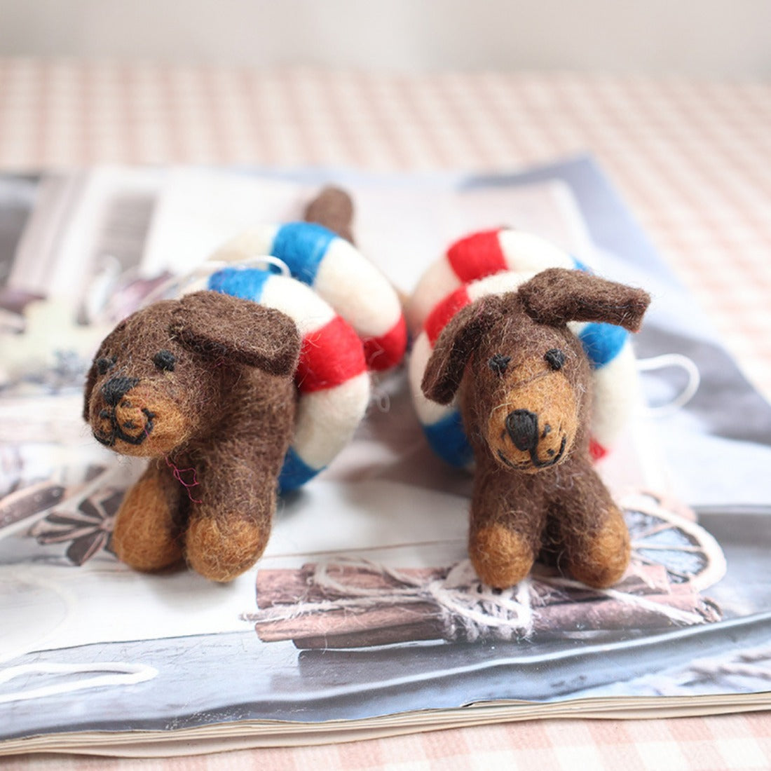 Handmade Wool Felt Dachshund Hanging Decoration